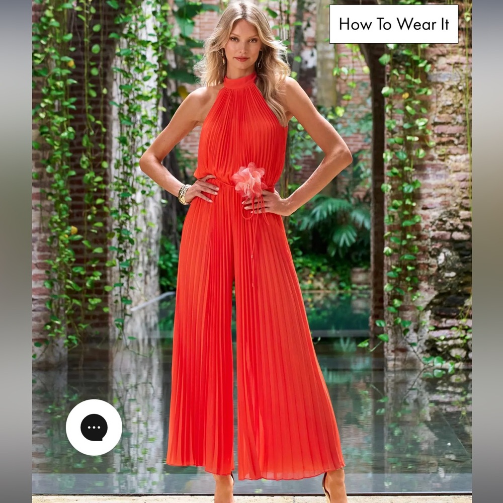 Beautiful vibrant orange high neck jumpsuit